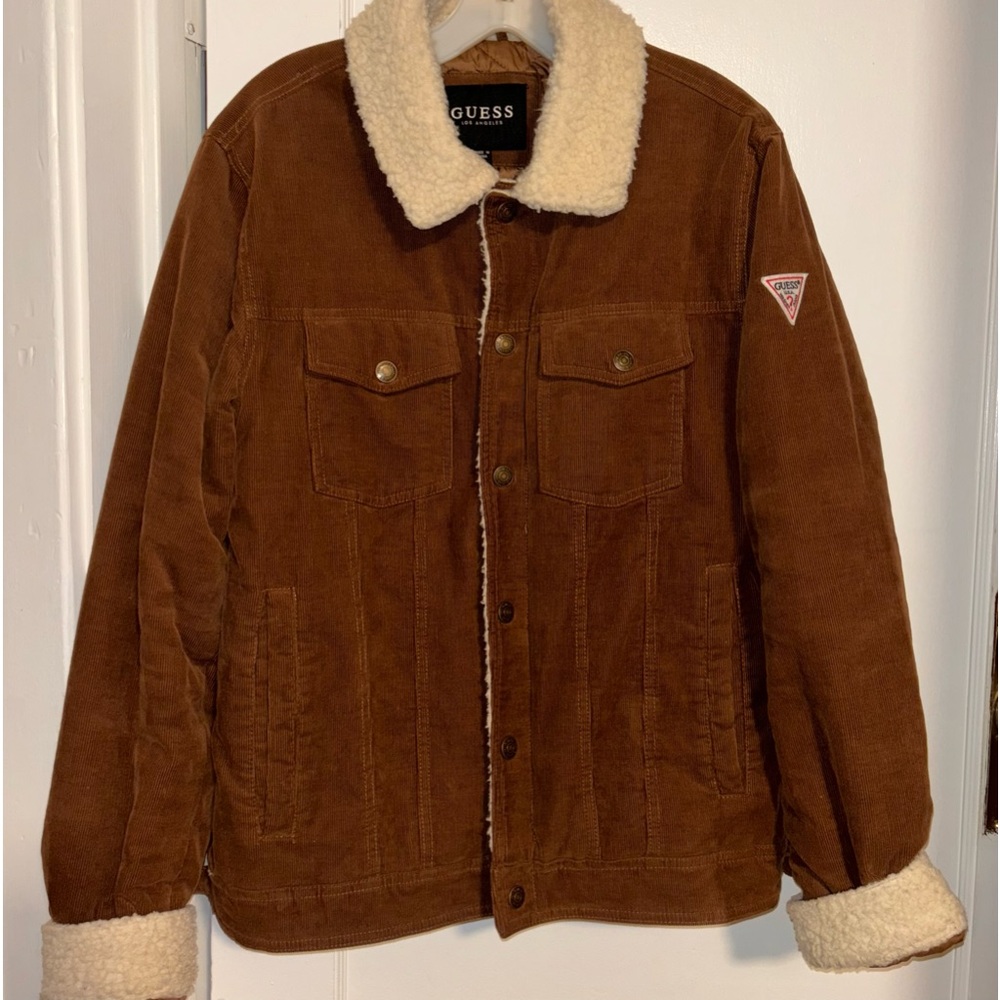 Guess Corduroy Bomber Jacket with Sherpa Collar men’s size small